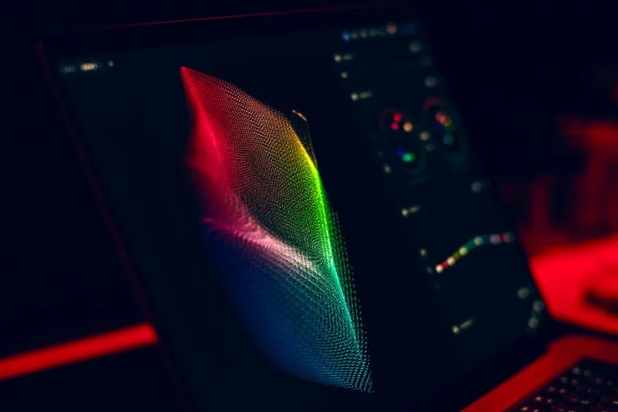 Visualización de datos tridimensional en la pantalla de un portátil