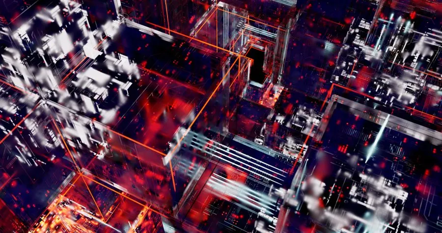 Estructura tridimensional de datos y nodos conectados